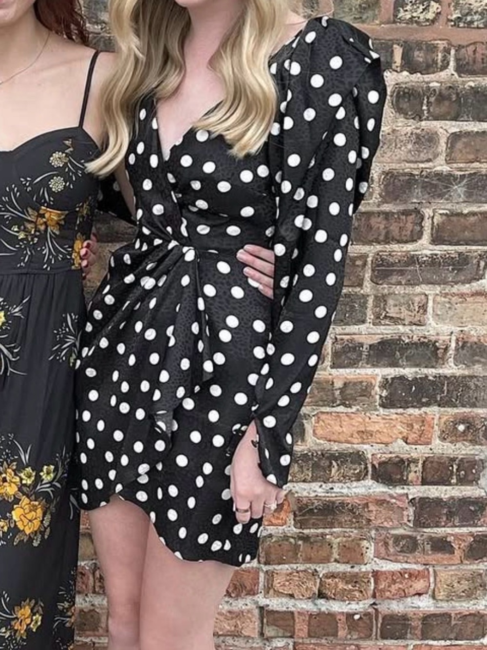 ASOS Black Polka Dot Long-Sleeve Wrap Dress